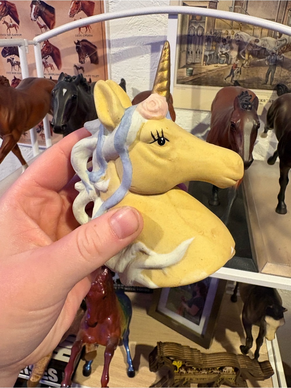 Ceramic Yellow Unicorn Head